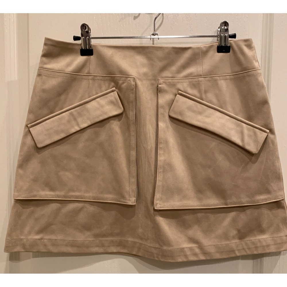 NEW Steve Madden Women's Size 10 Faux Suede Cardona Skirt In Oatmeal NWT